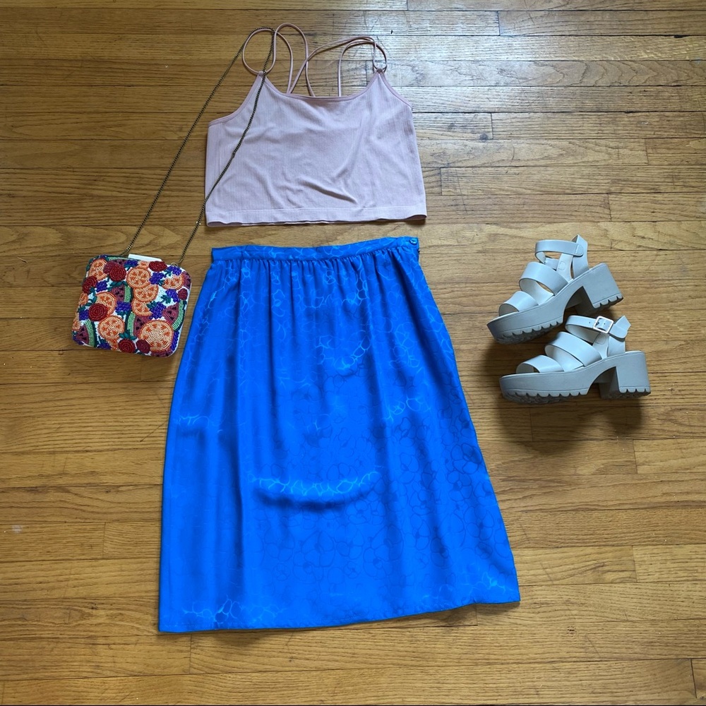 Vintage 100% pure silk blue shimmer skirt